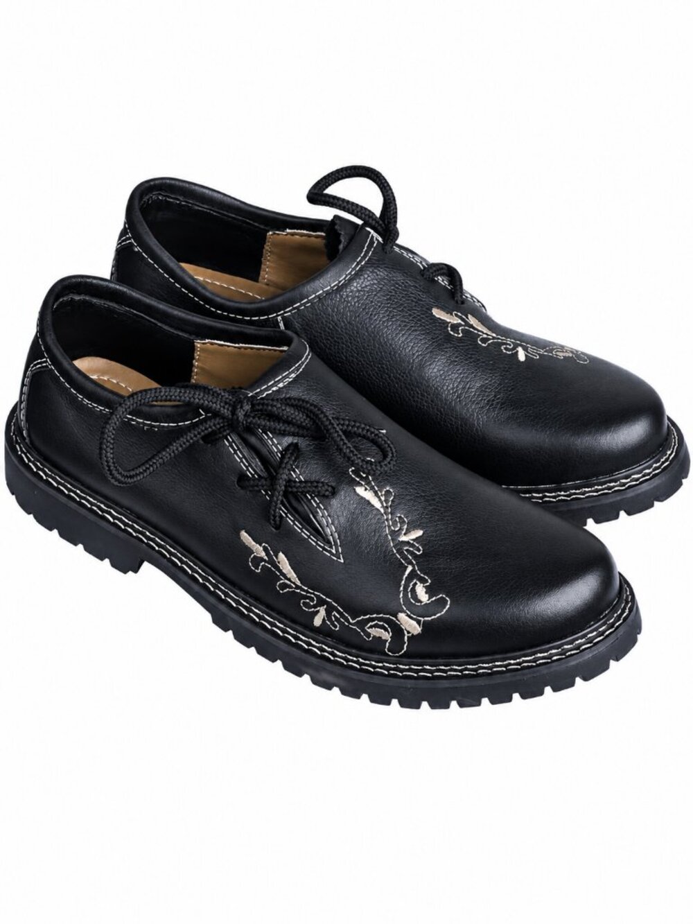 Oktoberfest Shoes for Men Black Embroidered German Bavarian Leather Shoes